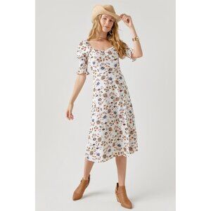 Women's - Audrey Parks + Francesca's Vera Smocked Sleeve Paisley Midi Dress, Siz